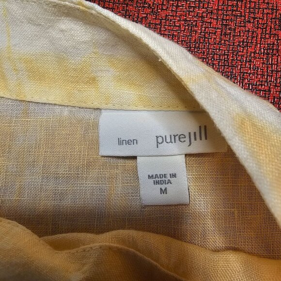 J. Jill Pure Jill Tie Dye Linen Boho Blouse M Peach Boxy Boho Coastal Lagenlook - Picture 4 of 9